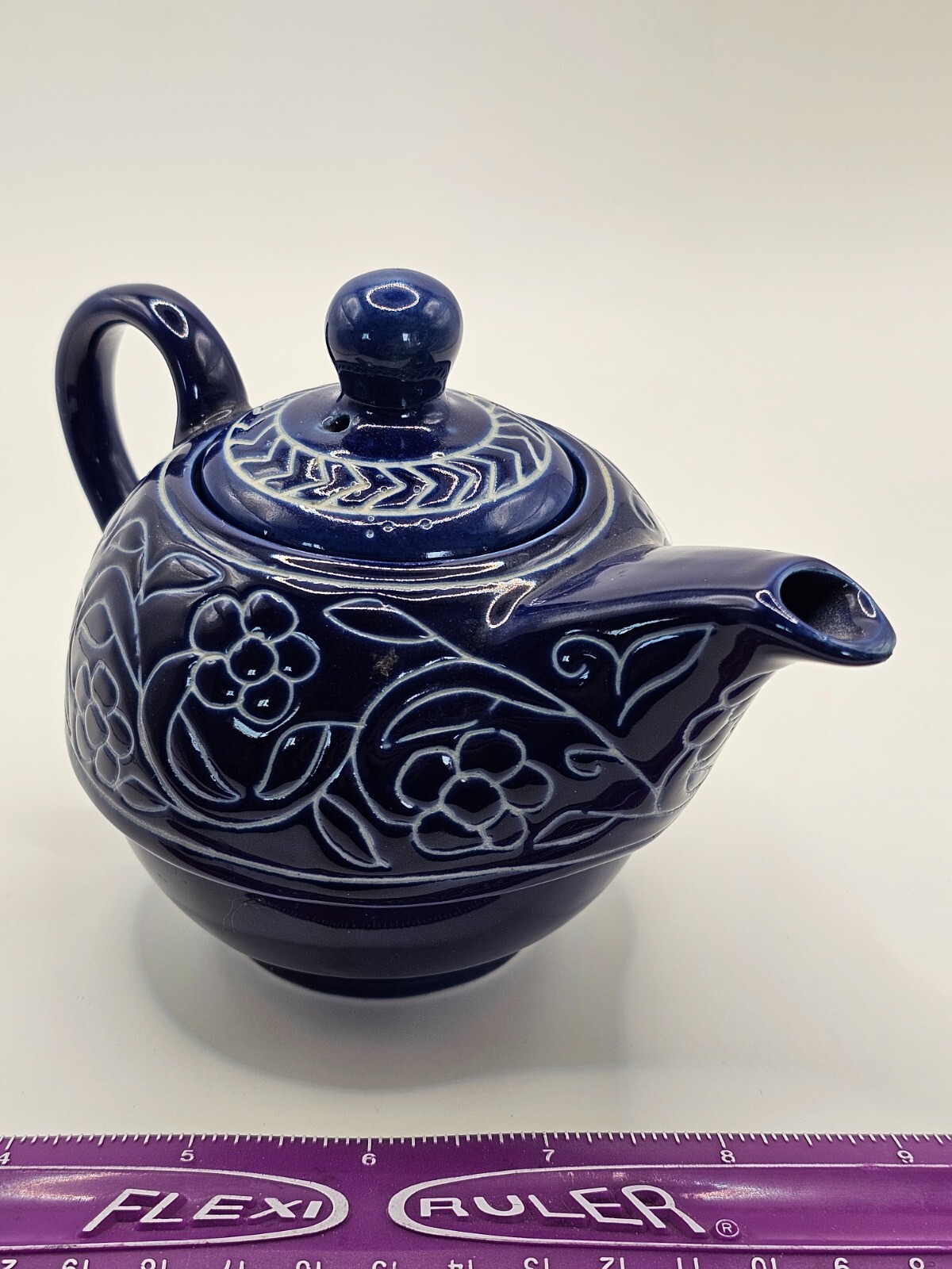 Vintage Jaipur Blue Pottery Teapot Flowers Desert Sands – Indian Ceramic Art