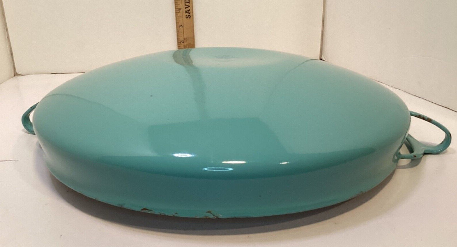 Dansk Kobenstyle Midcentury Turquoise Enamel 13.25” Paella Pan Serving Dish