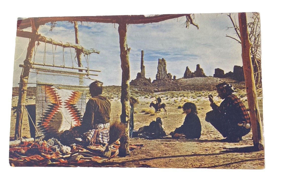 Navajo Indian Rug Weaver Native American Textile ~ Arizona AZ ~ Vintage Postcard
