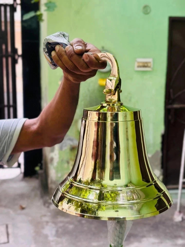 New 11″ Large Nautical Solid Brass Ship’s Bell Marine Maritime Wall Boat Decor