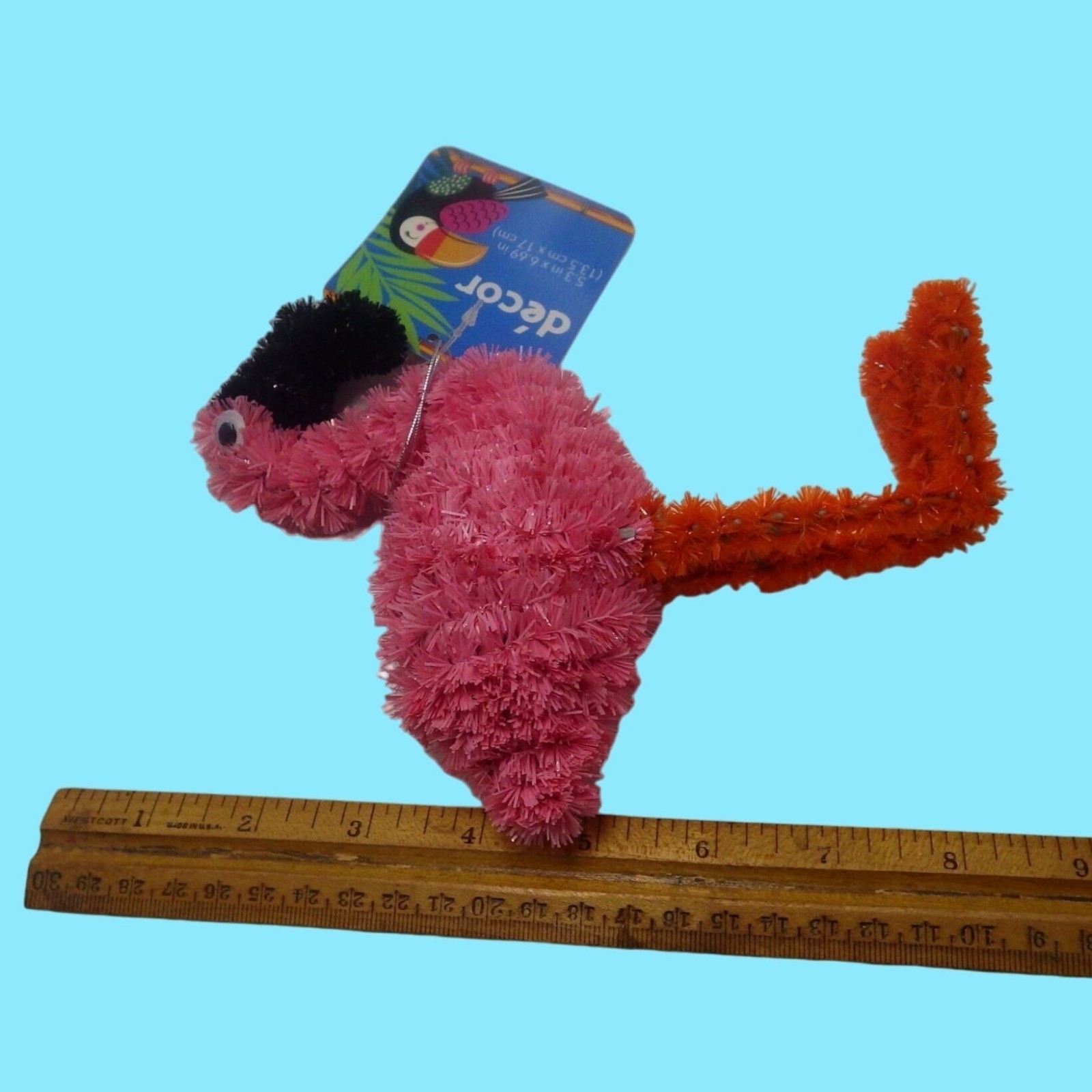 Pink Flamingo Tinsel Figure Party Decoration Ornament 7 inch
