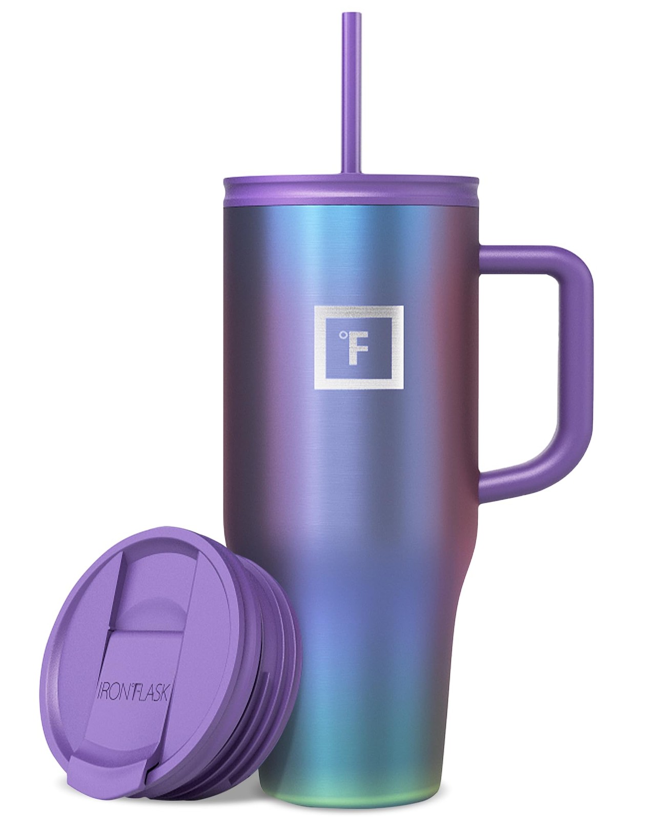 IRON °FLASK Co-Pilot Insulated Mug w/Straw & Flip Cap Lids 32 Ounces, Aurora