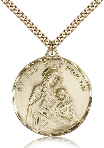 Saint Ann Medal For Men – Gold Filled Necklace On 24 Chain – 30 Day Money Ba…