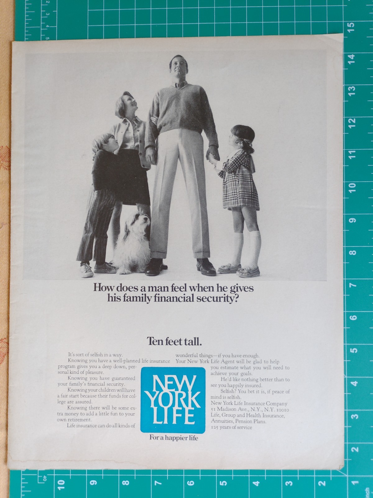 Vintage Retro 1970 Ad Financial Security Makes You Feel 10′ Tall New York Life