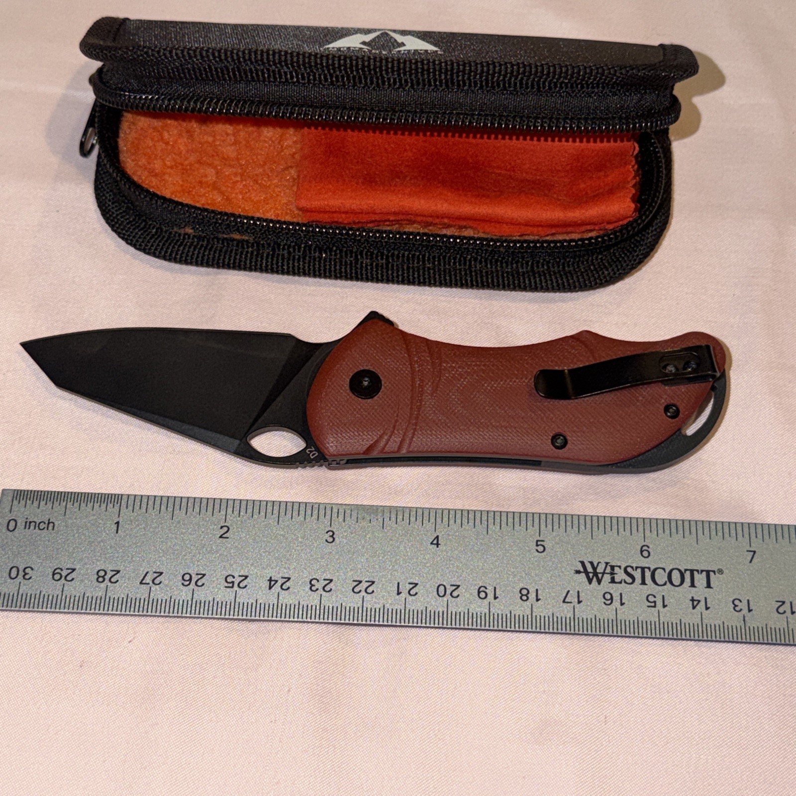 CMB Made Knives Hippo Linerlock Red G10 Folding D2 Steel Pocket Knife 05R