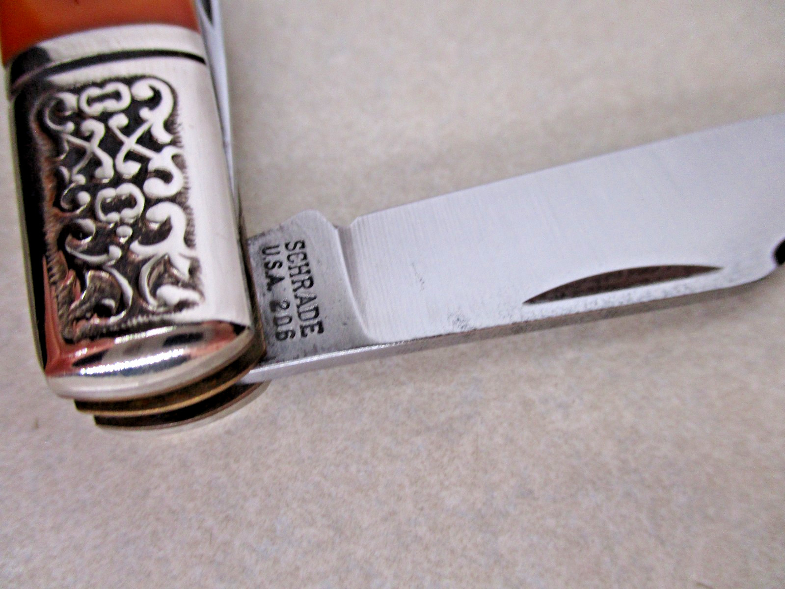 Vintage Schrade USA 206 Barlow Folding Pocket Knife Fancy Bolsters Old Timer
