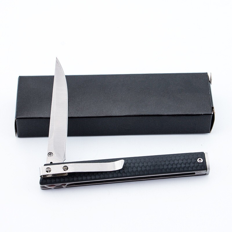 Tanto Flipper Folding Knife Composite Fiber Handle Deep Carry Clip Low Profile