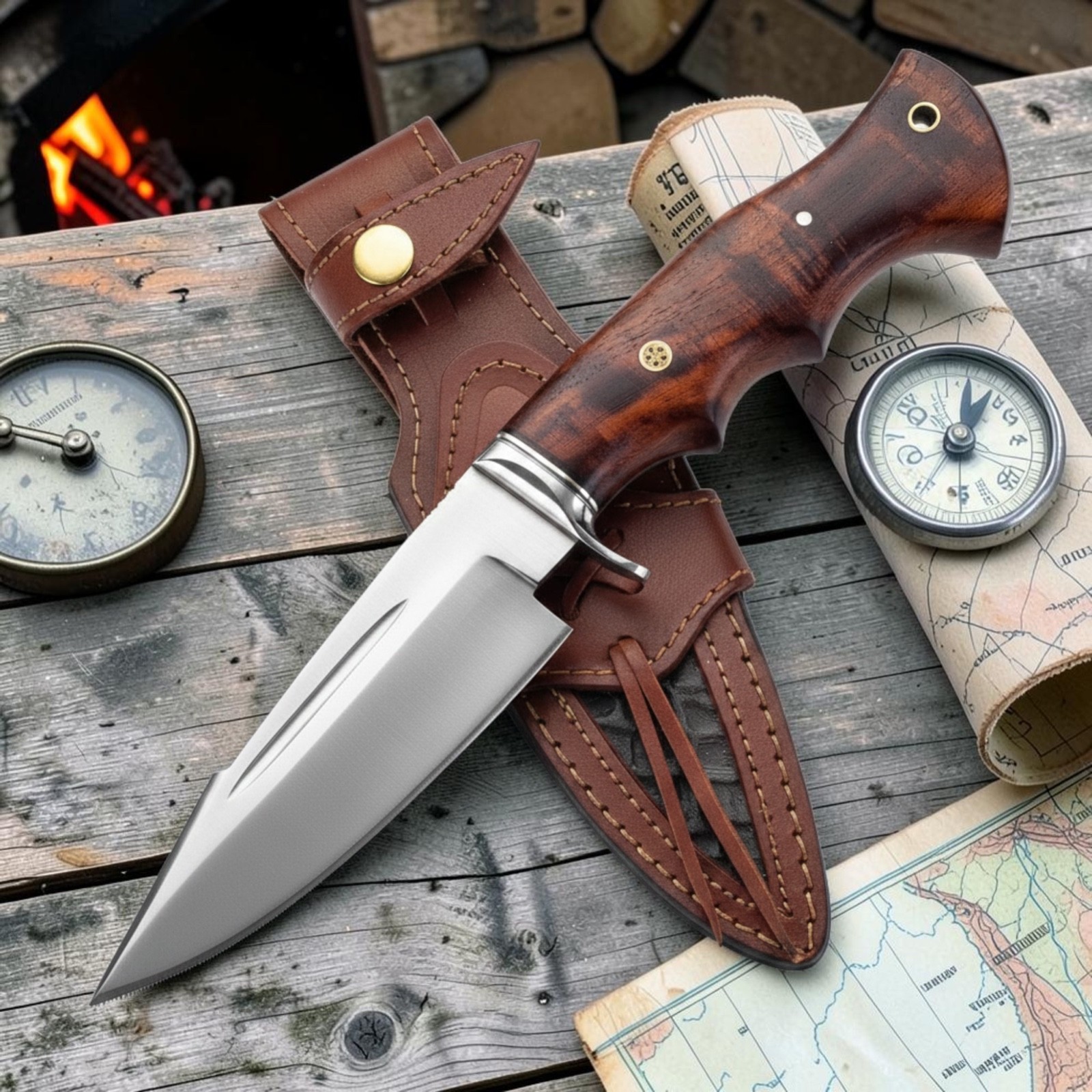 Handmade D2 Steel 10 Inches Hunting Knife, Bushcraft knife , camping knife