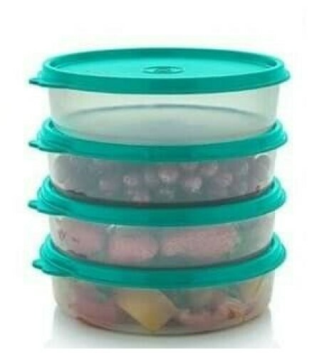 Tupperware MEDIUM WONDERS BOWLS (4) with Teal Seals ~ Snacks ~ 1.5 Cups ~ NEW!