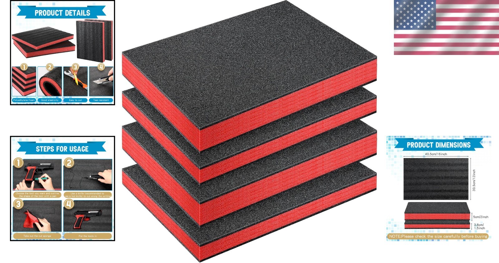 Cuttable Polyurethane Foam Inserts 16x12x2 Inch