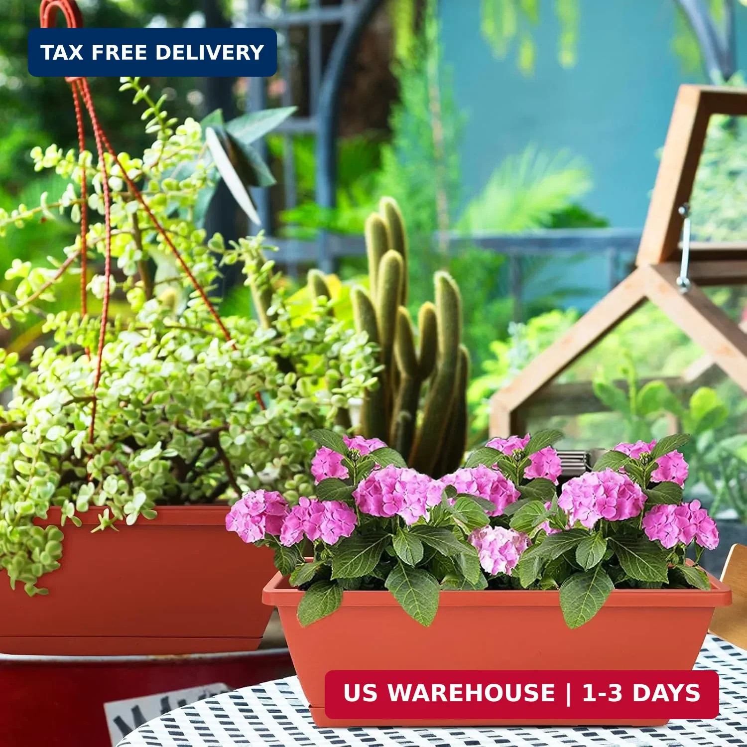 CHUKEMAOYI Window Box Planter, 7 Pack Plastic Vegetable Flower Planters Boxes 17