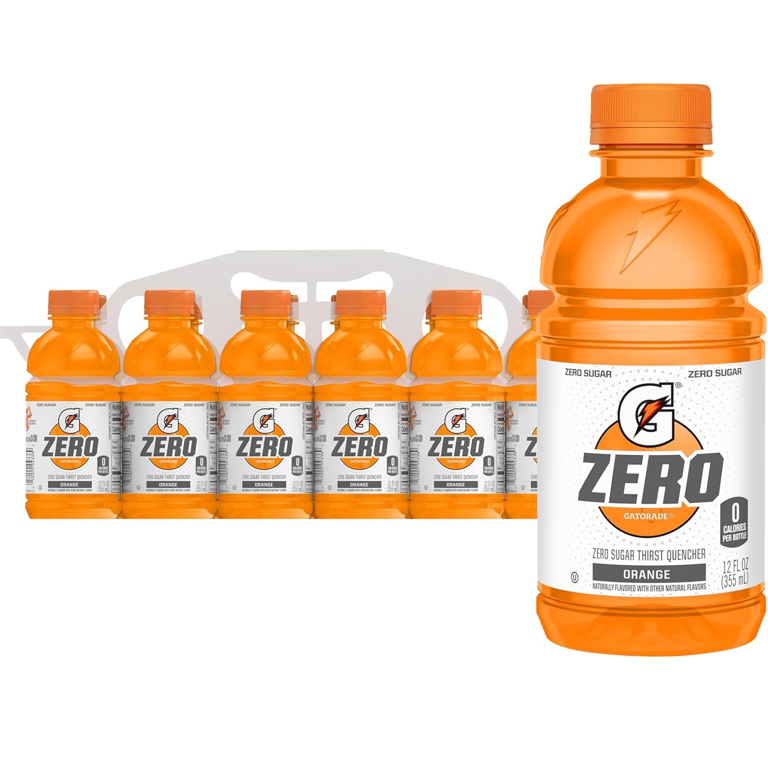 Gatorade Thirst Quencher Zero Sugar Sports Drink, Orange, 12oz , Pack of 12