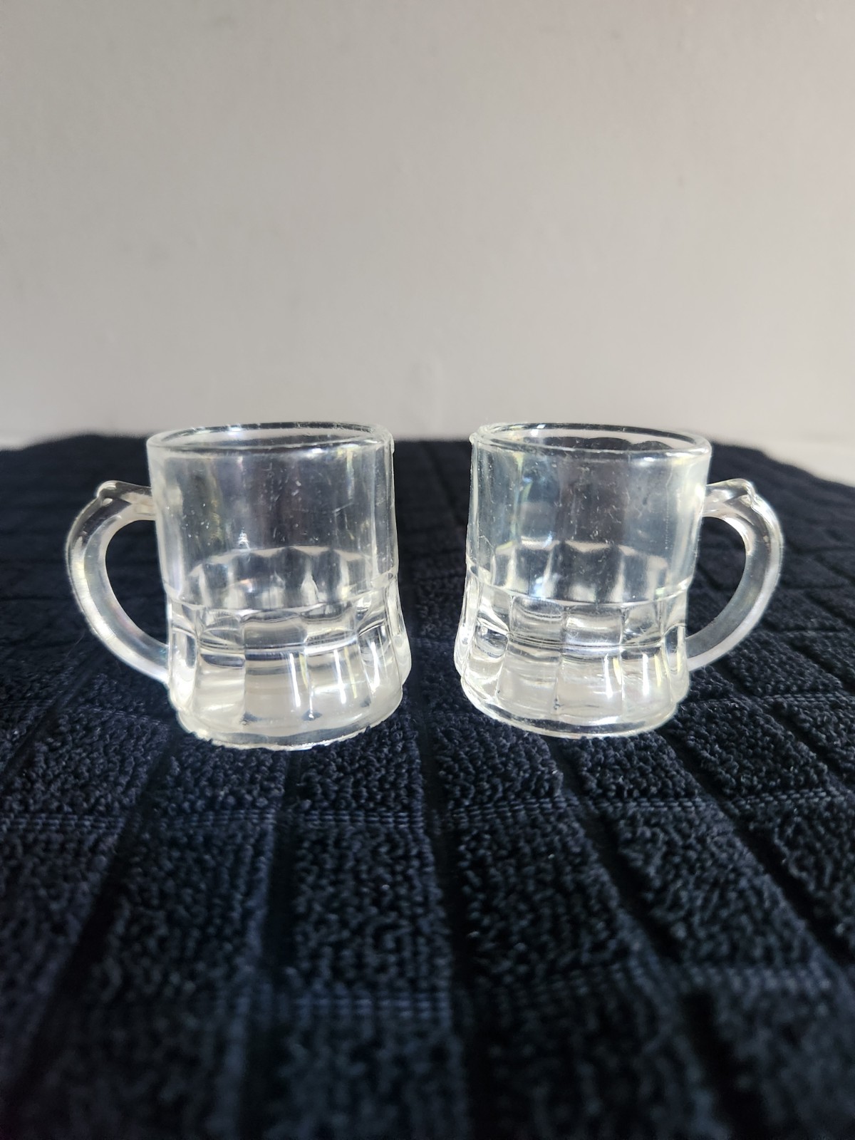 2 Vintage Federal Glass Co. Mini Beer Mugs • 1¾” Tall