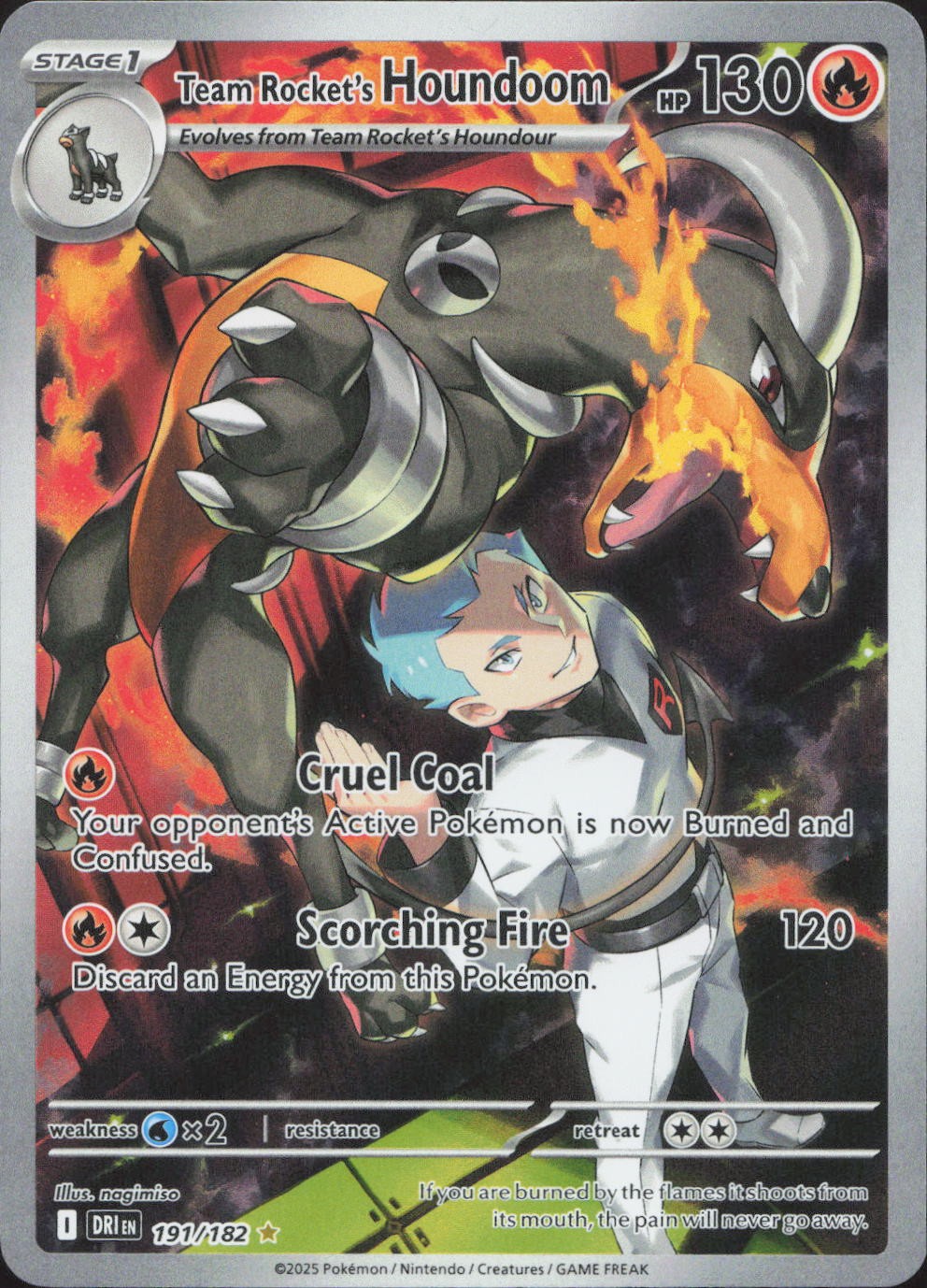 Pokemon Team Rocket’s Houndoom 191/182 Illustration Rare Destined Rivals Holo NM