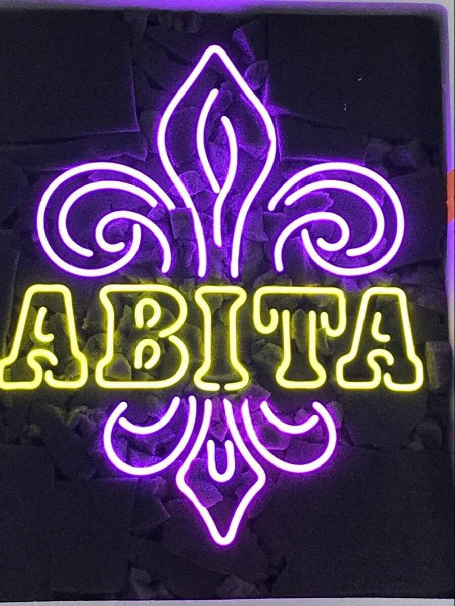 Abita Fleur De Lis 24″x20″ Neon Sign Light Lamp Hanging Nightlight Decor EY