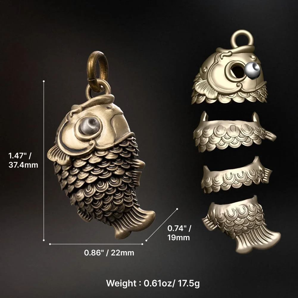 COPPERTIST.WU Koi Fidget Keychain w Key Ring Brass Fish Key Chain w Keyring Nove