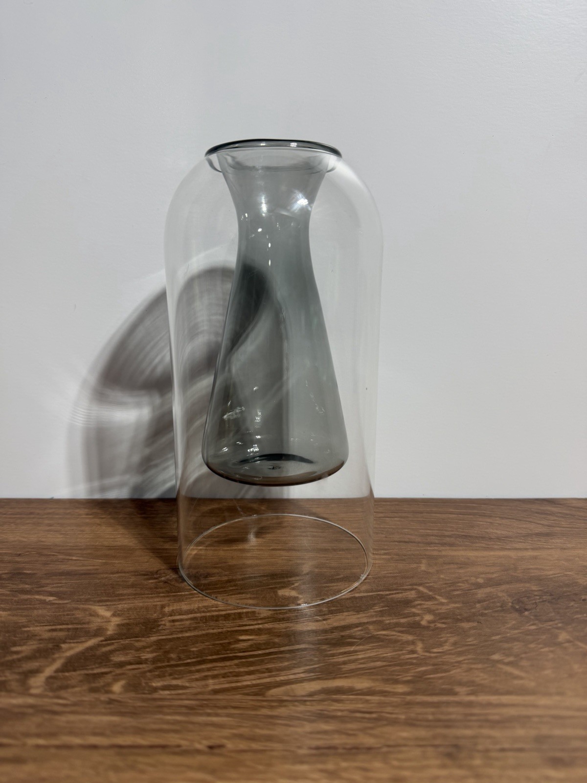Colored Gray Bud Vase 7in. Inside Double Walled Glass Vase New Out of Box