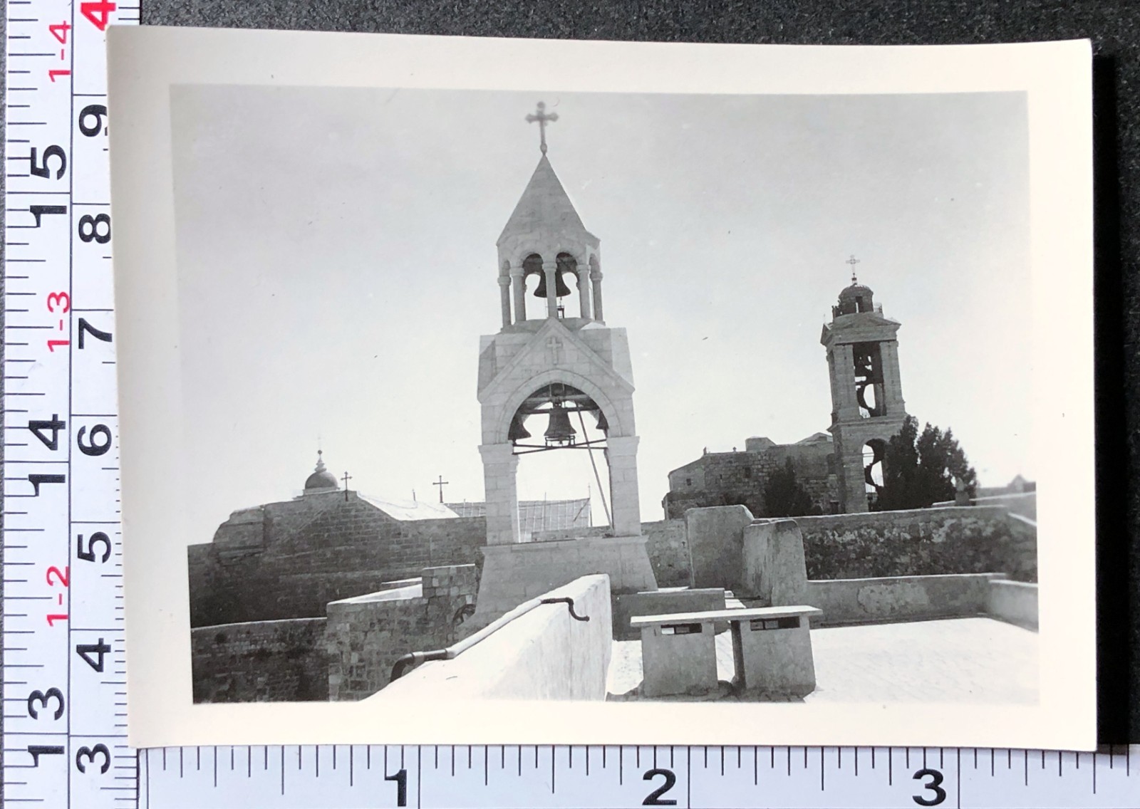 Church oif Nativity Bethlehem Ancient Architecture Vintage BW Photo Snapshot