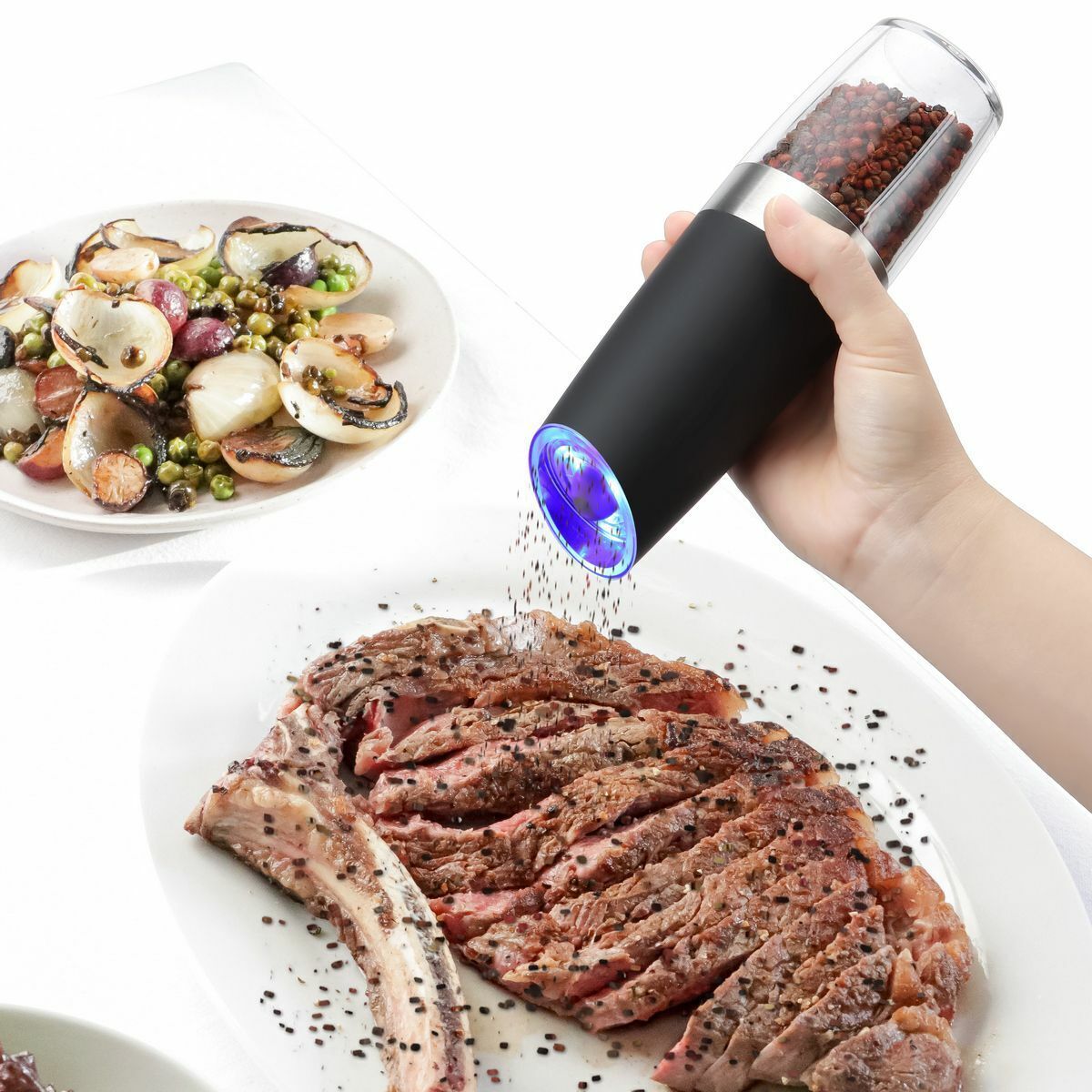 Automatic Gravity Electric Salt Pepper Grinder LED Adjustable Coarseness New