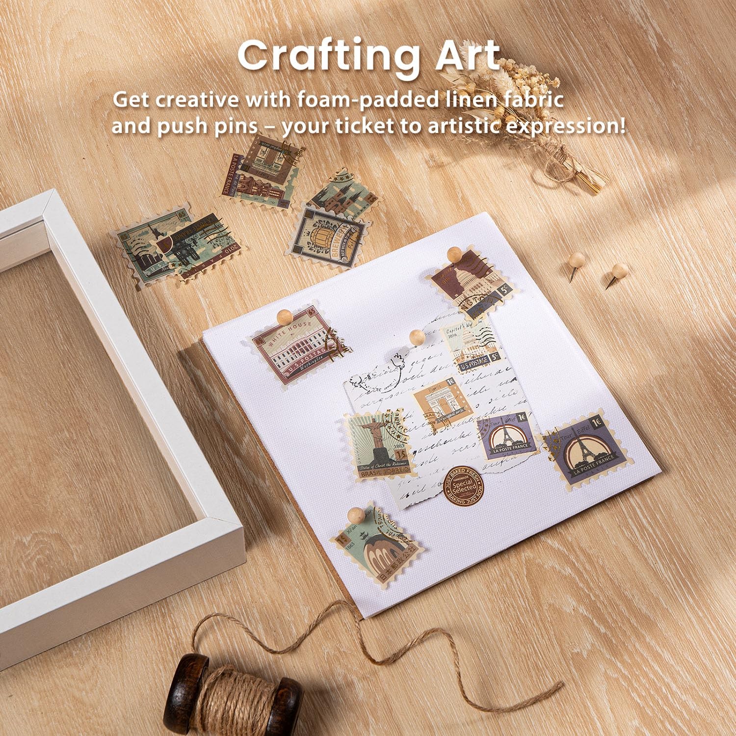Califortree 8×8 Shadow Box Frame with Soft Linen Back 8×8, White – Foam