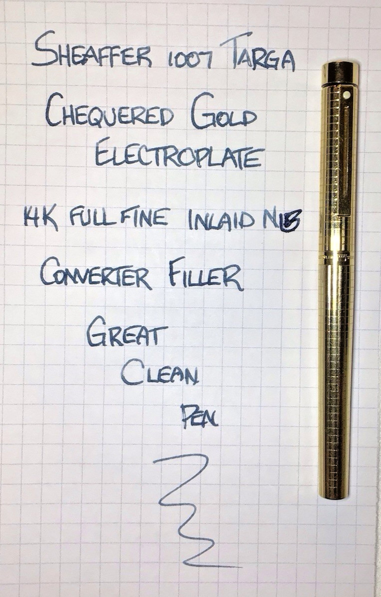 Sheaffer 1007 Targa Chequered Gold Electroplate Fountain Pen Super Clean Working