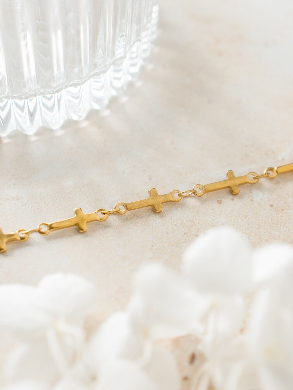 14K Yellow Gold Over Summer Cross Anklet Chain For Women, Gift For Her 10″ Long