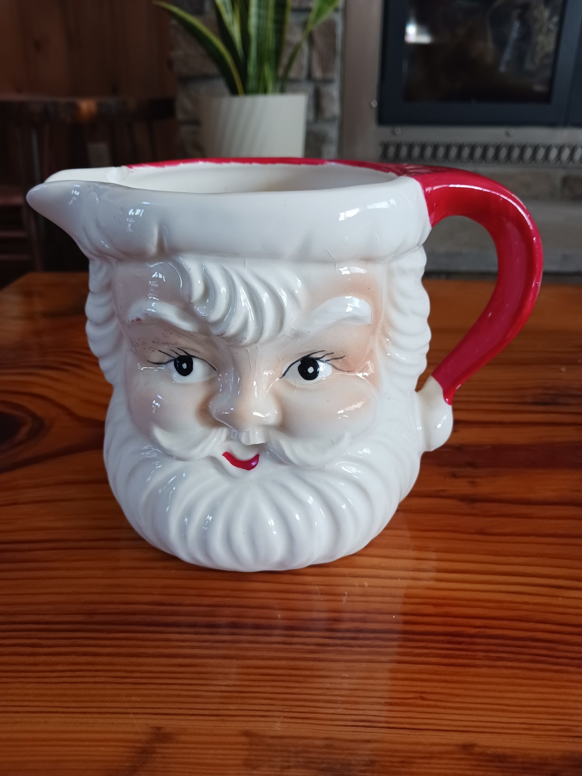 Vtg Tilso Japan SantaClaus Head Pitcher Hand Painted Ceramic Jug Christmas Decor
