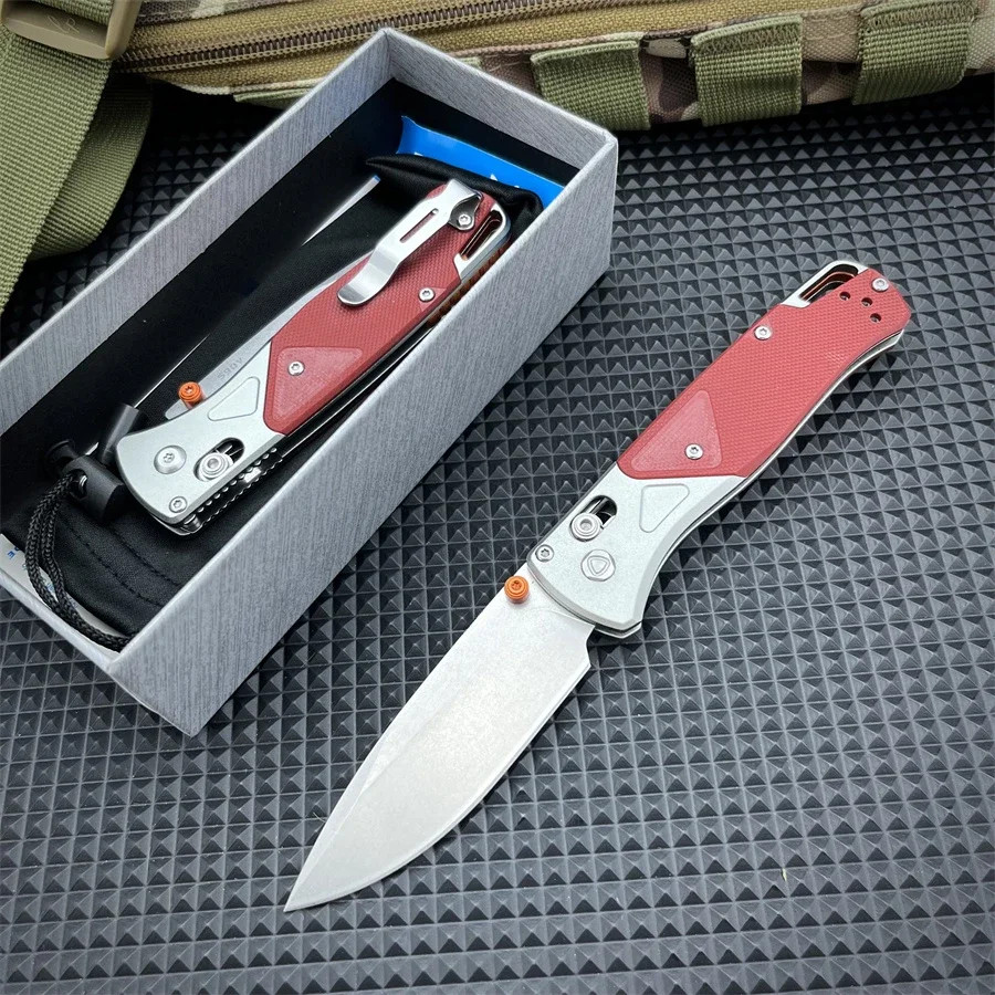 Aluminum Folding Knife 3 inch Stonewashed Drop Point Blade Gray Handle EDC Tool