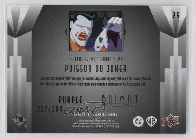 2026 Upper Deck Batman The Animated Series Purple /299 Poisson Du Joker #25 5z2