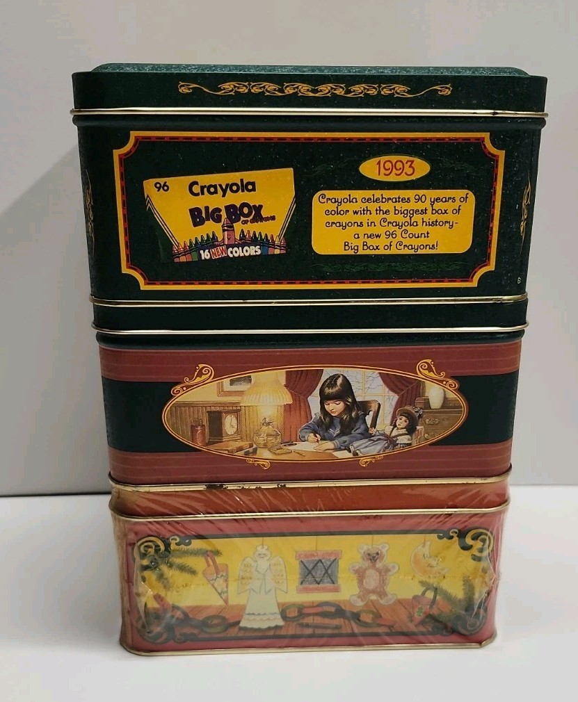 Crayola Crayons Vintage Tins & Crayons – Lot of 4 Collectors Edition Tins & More