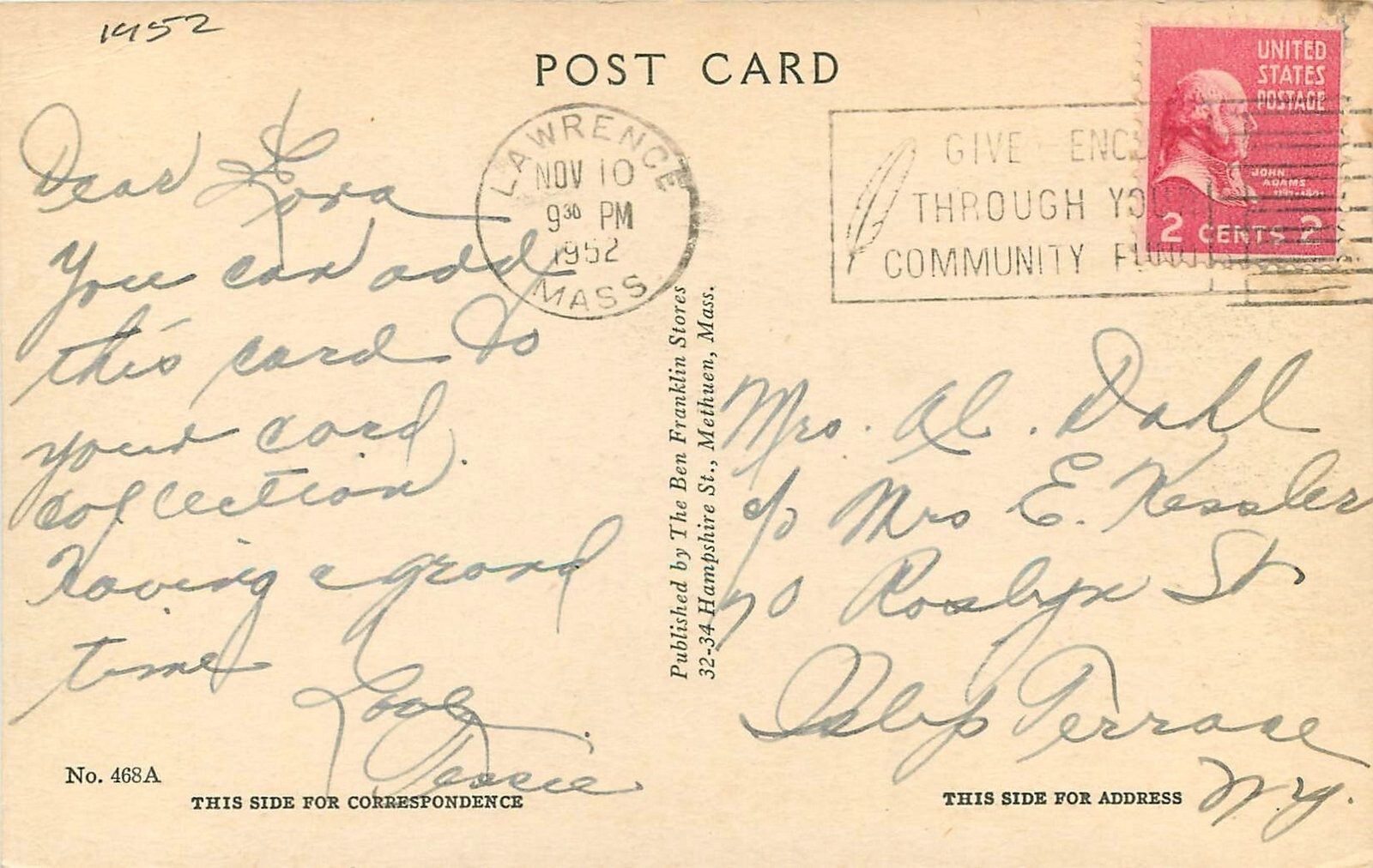 Postcard Massachusetts Methuen St Monica Roman Catholic Church Franklin 22-14413
