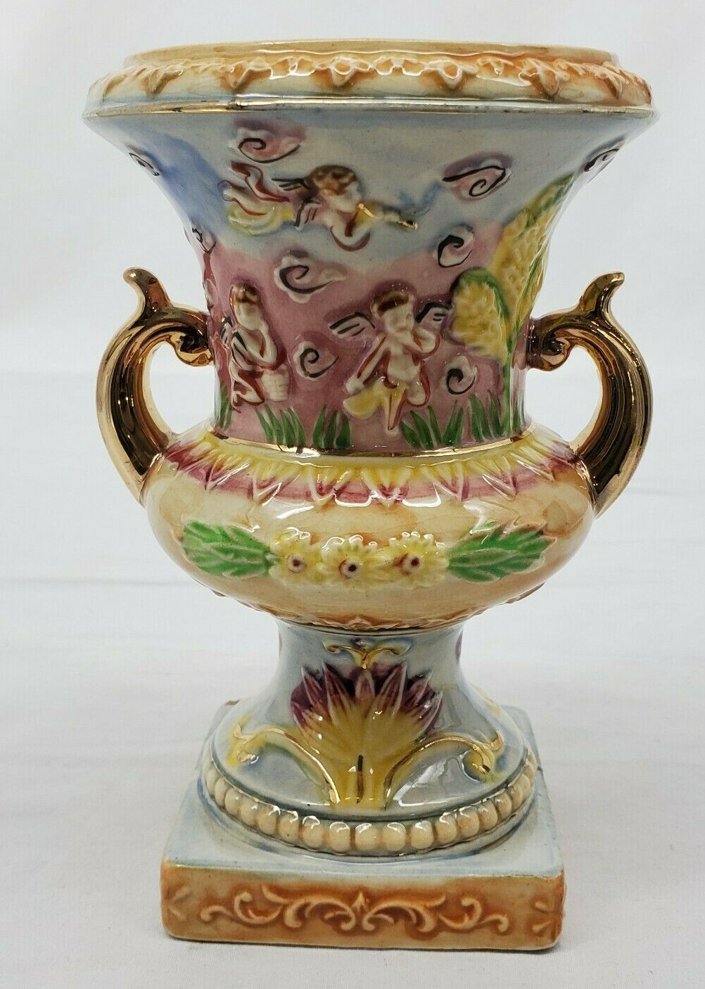 VINTAGE Ceramic Cherub Vase Made By HINODE JAPAN Circa Mid 20th Century
