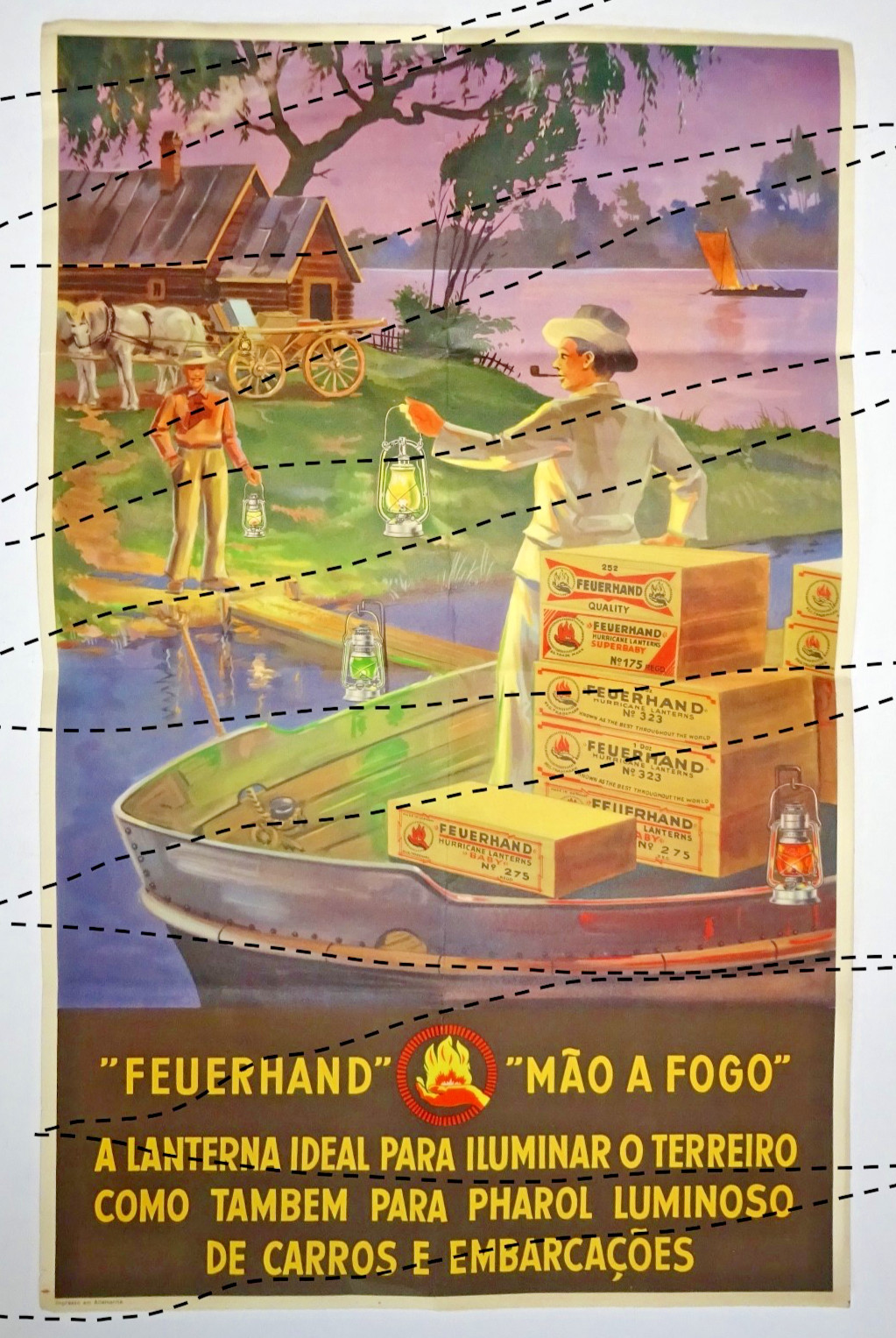 ANCIENT ADVERTISING POSTER POSTER STORM LANTERN FACTORY GRÜNHAIN FEUERHAND