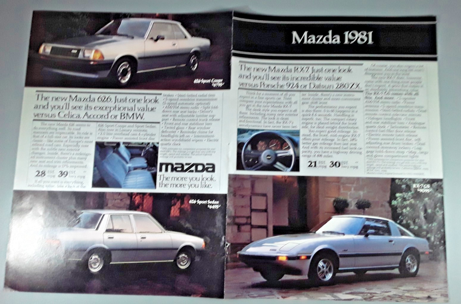 Original 1981 Mazda 4-Page Magazine Ad. RX-7, 626 Sport Coupe, GLC