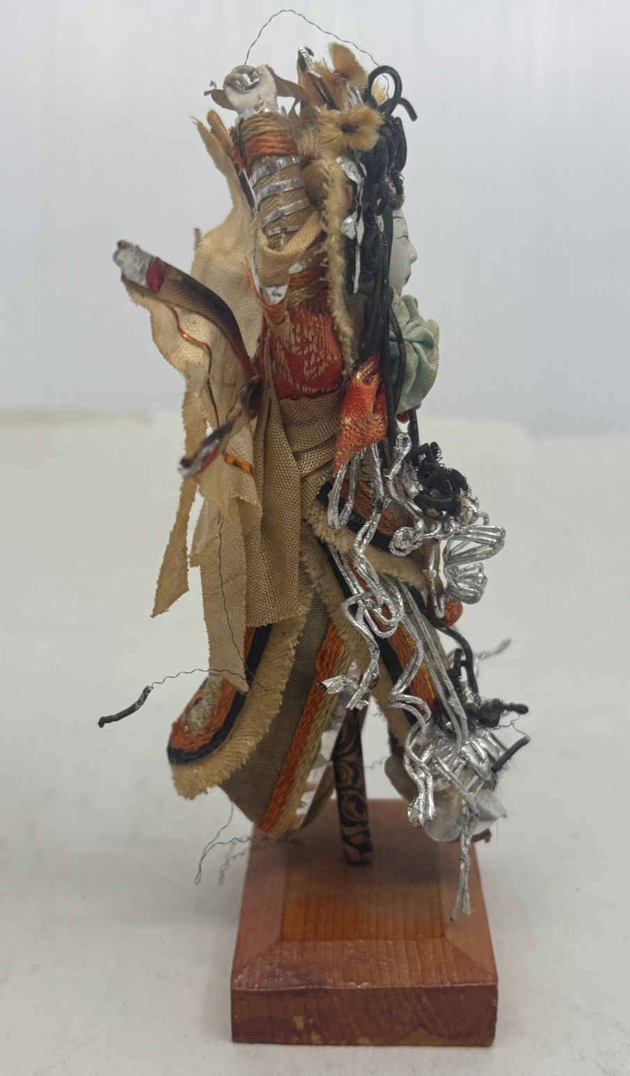 2 Chinese Opera Dolls Mixed Materials Ornate by Chongqing Ying Factory 5.25in H