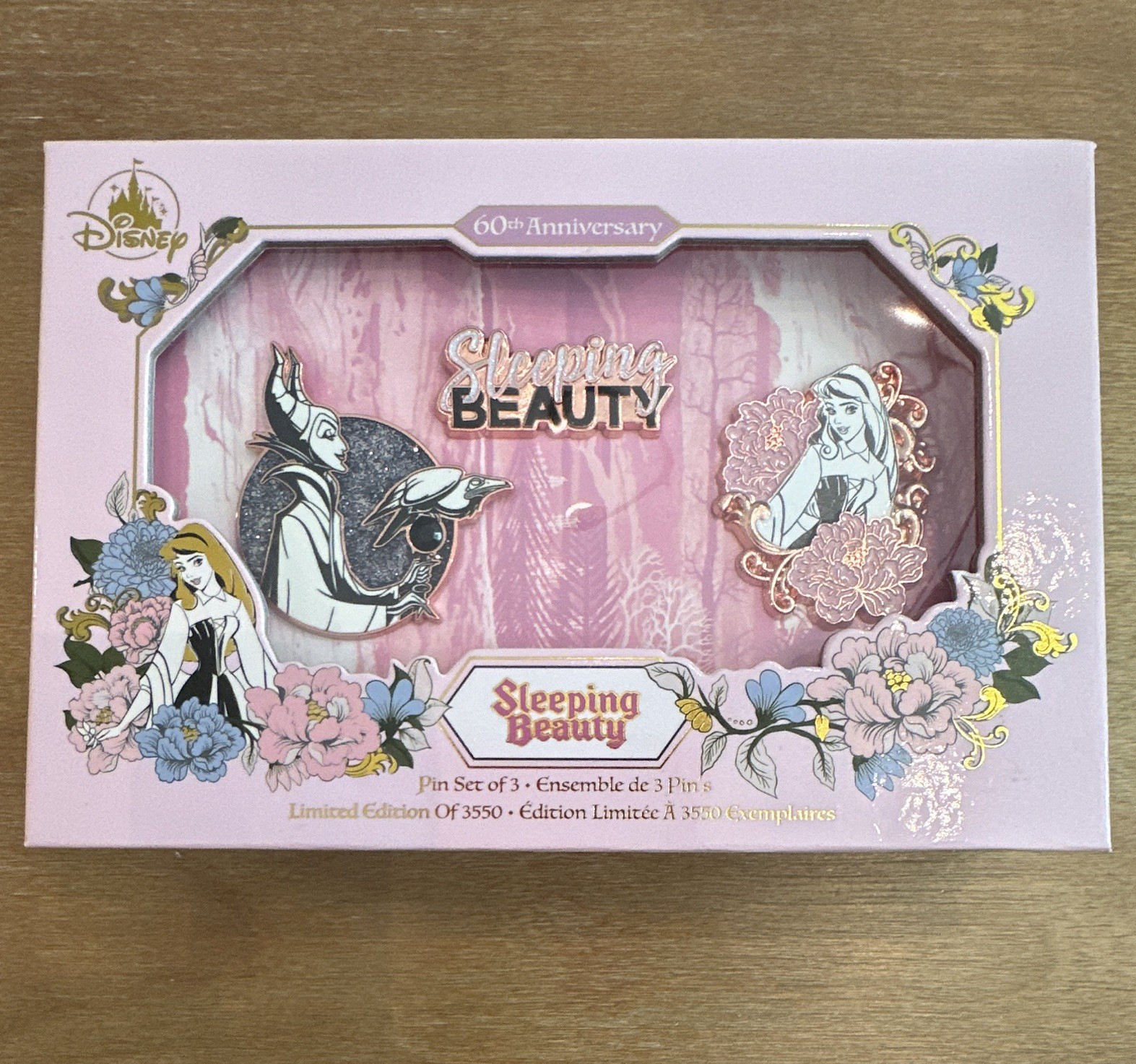 Disney Sleeping Beauty 60th Anniversary Glitter Limited Edition Pin Set of 3