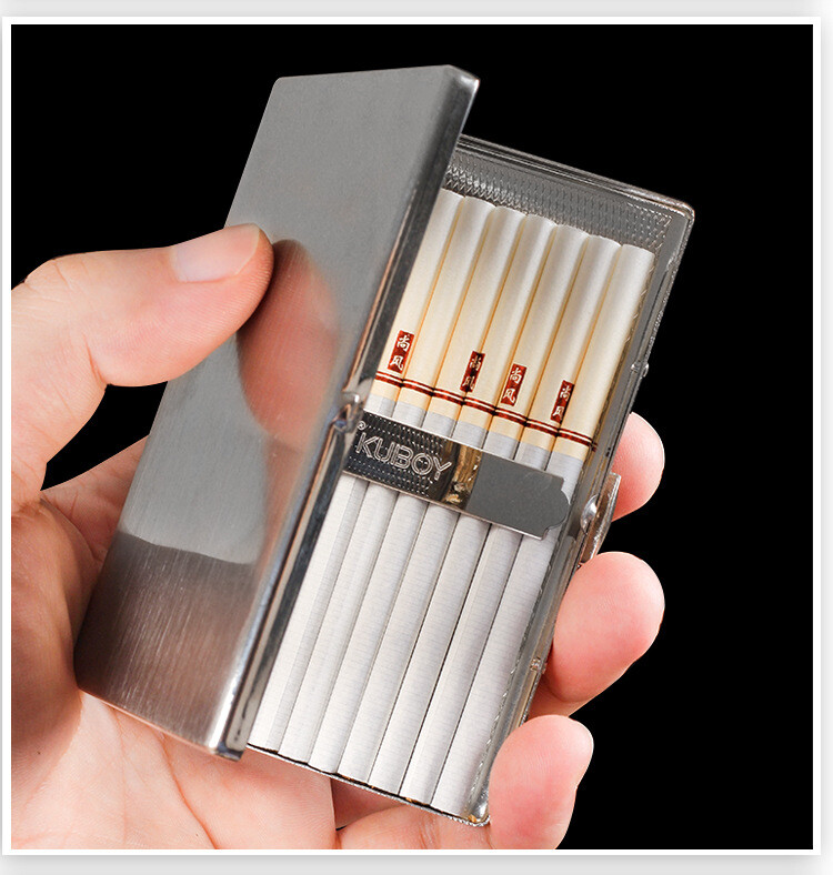 Classic Vintage Silver Stainless Steel Double Sided Cigarette Case Holder Men