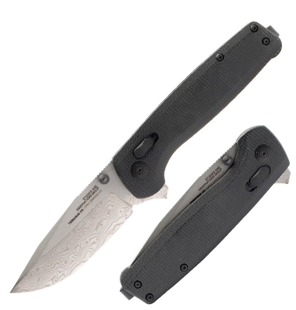 SOG Terminus XR-Lock Folding Knife 3″ Damascus Steel Blade Carbon Fiber/G10 42BX