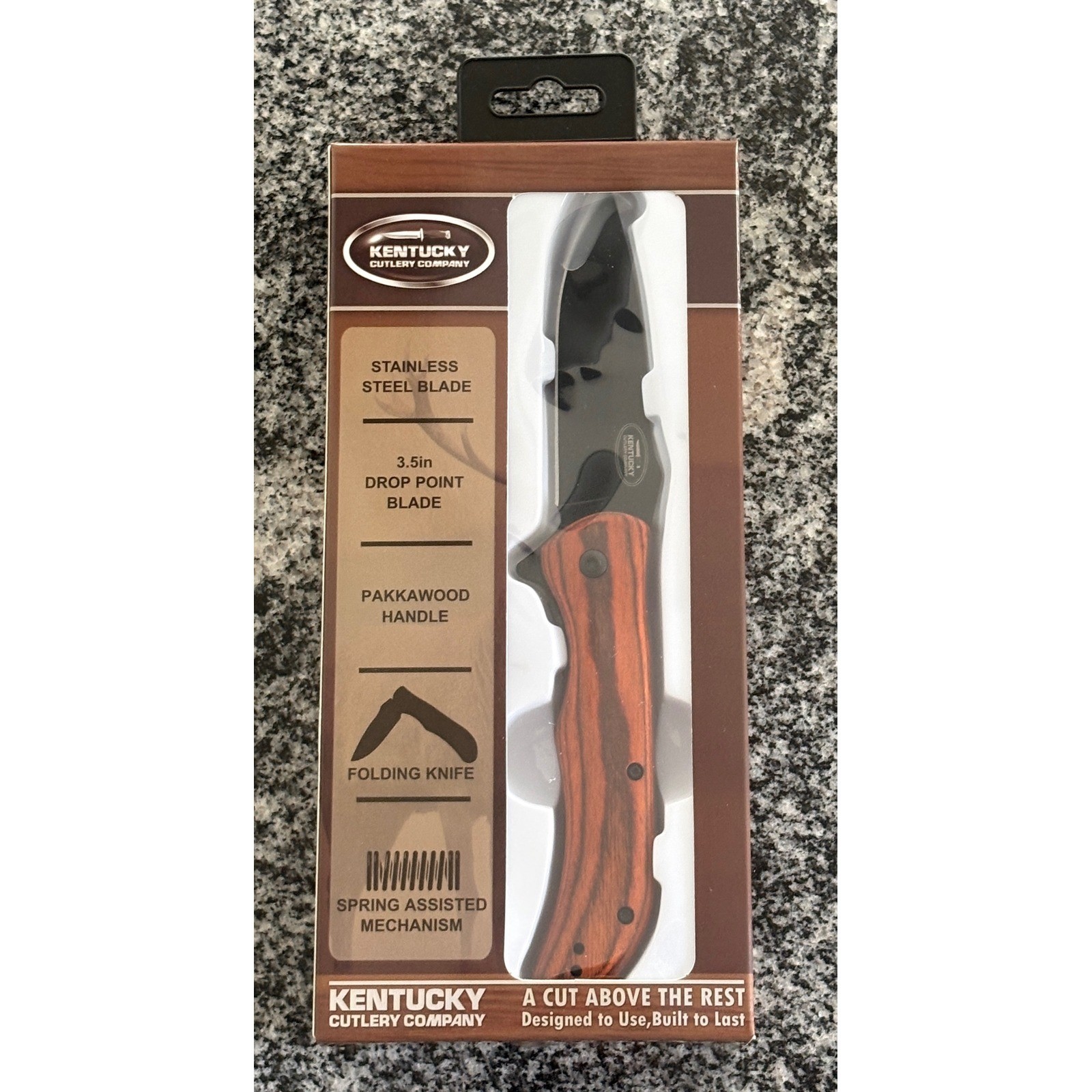 NEW: Kentucky Cutlery Company 3.5in Drop Point Pakkawood Folding Knife