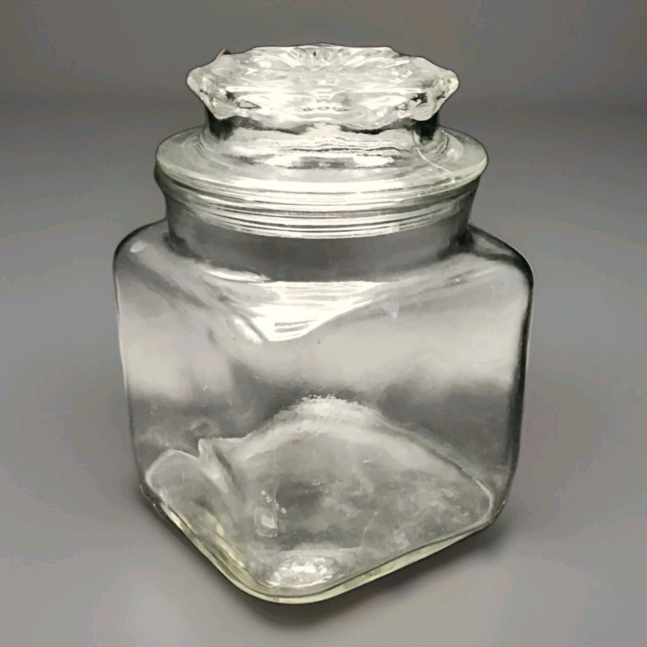 Apothecary Square Storage Jar Clear Glass & Lid 5.5″ H x 3.5″ W Anchor Hocking