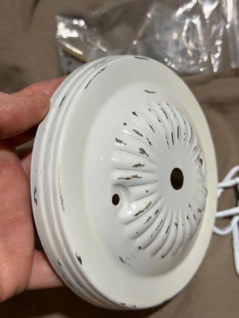 Shabby White Ceiling canopy chain mounting hardware tole lamp chandelier part