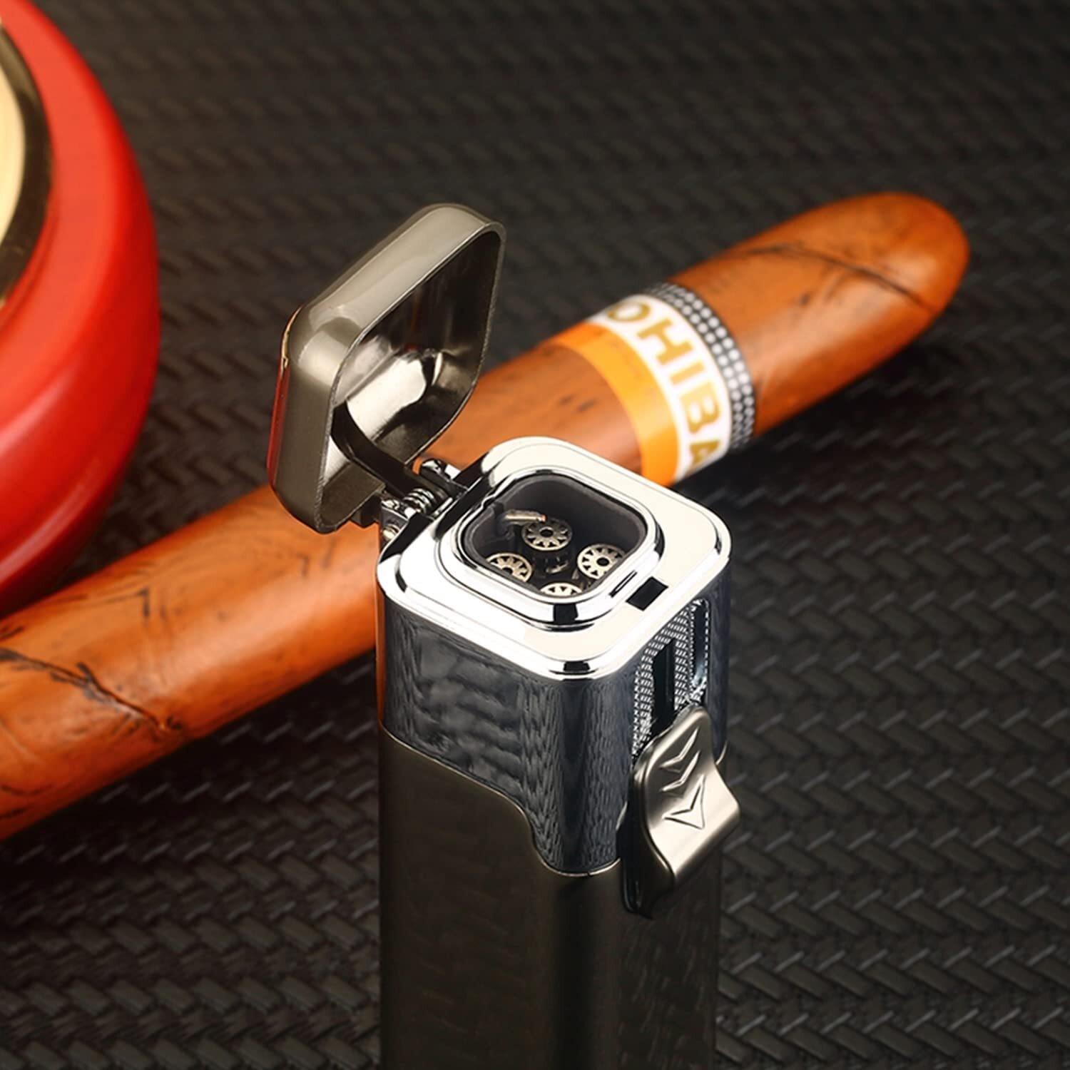 Torch Lighter Quad Jet Lighter Flame Butane Torch Lighter Refillable Adjustable