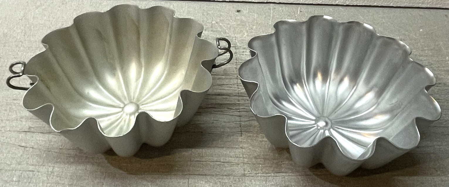 2 TWO Mirro Jello Molds Cake Pan Vintage Aluminum 6 3/4 x 3″