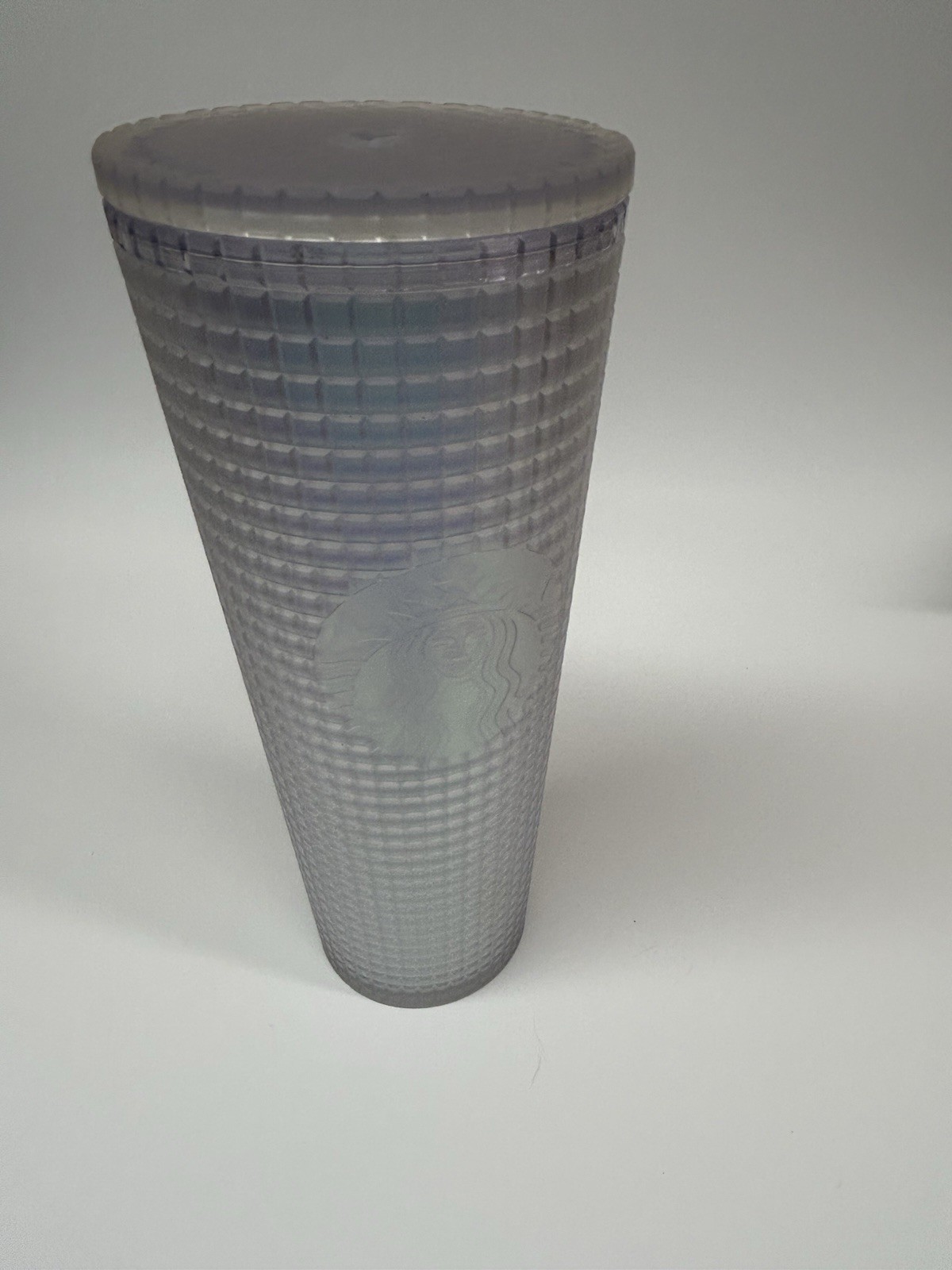 Starbucks 2022 Spring Soft Touch White Unicorn Pearl Grid Iridescent Tumbler