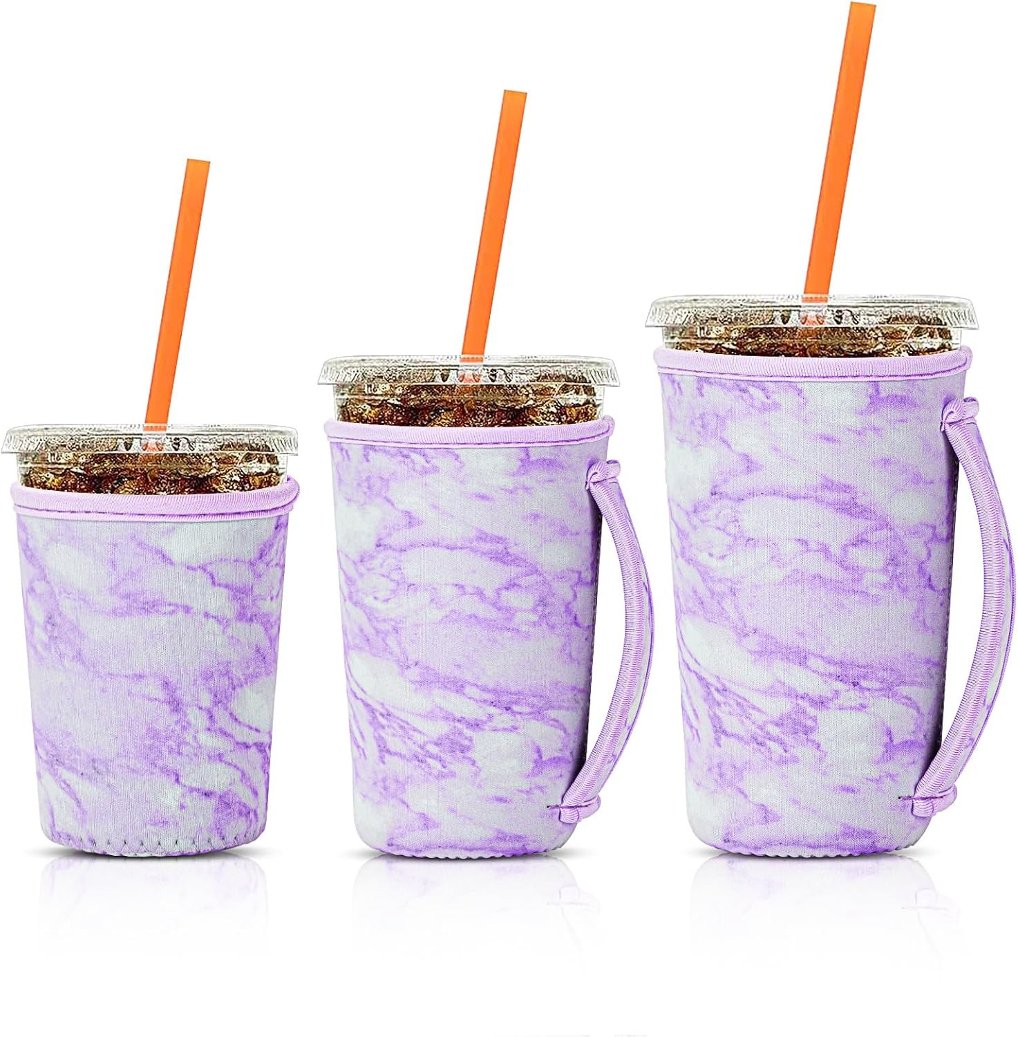 3 Pack Iced Coffee Sleeve with Handle Insulator Sleeves for Cold Drinks Bever…