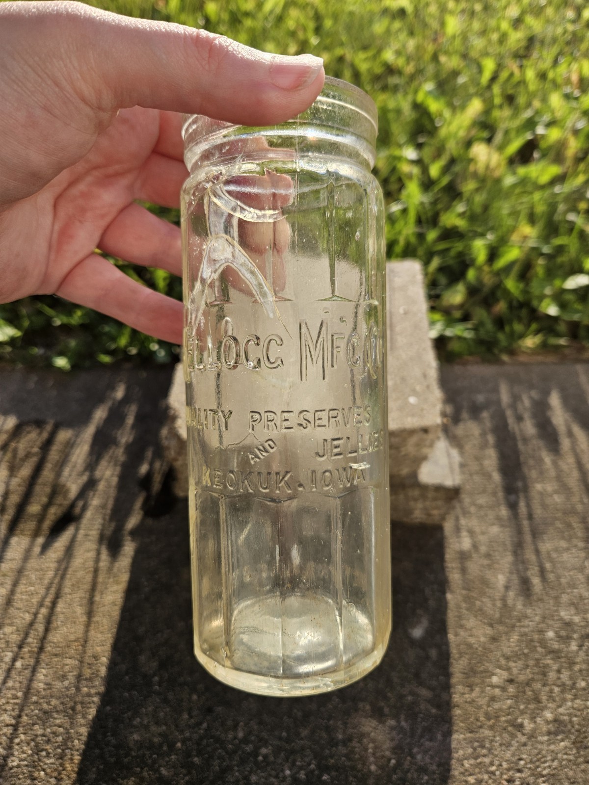 Rare Kellogg Mfc Co. Quility Preserves & Jellies Jar From Keokuk, Ia (No Lid)