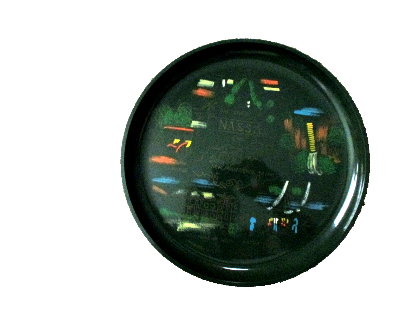 Vtg 10 1/2″ Plastic Nassau Souviner Serving Tray Dark Green 1967