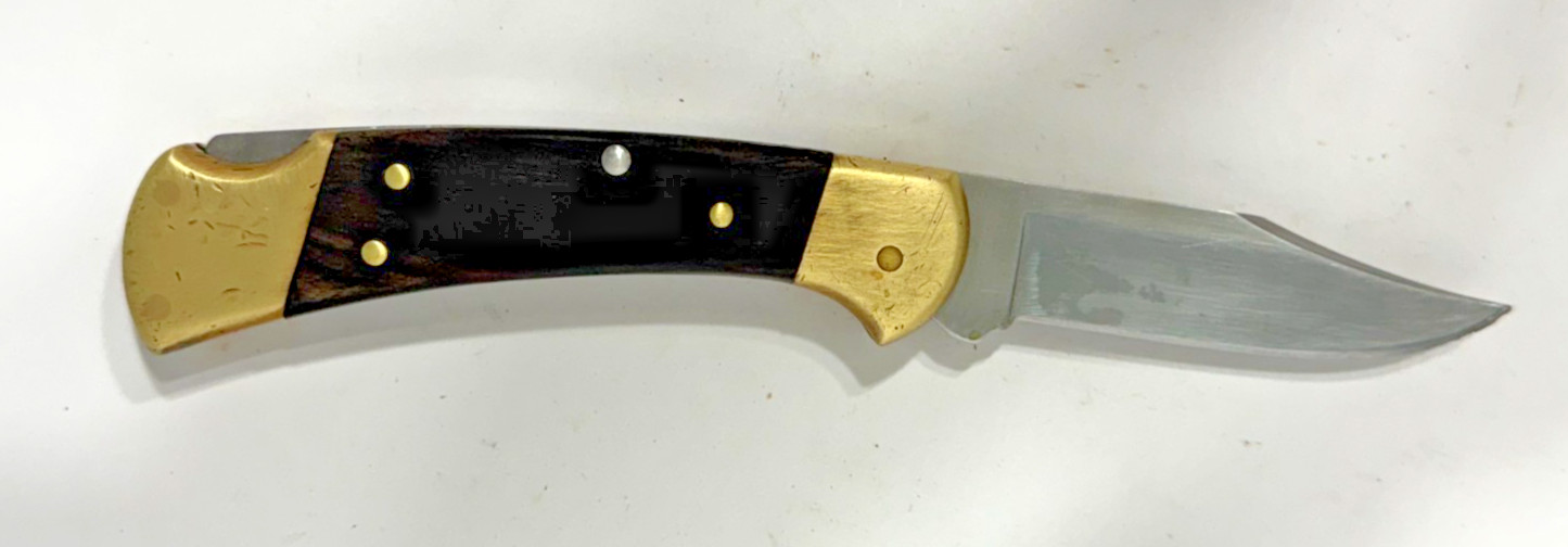Vintage Buck 112V Ranger Folding Lockback Knife 3″ Blade with Black Leather Case