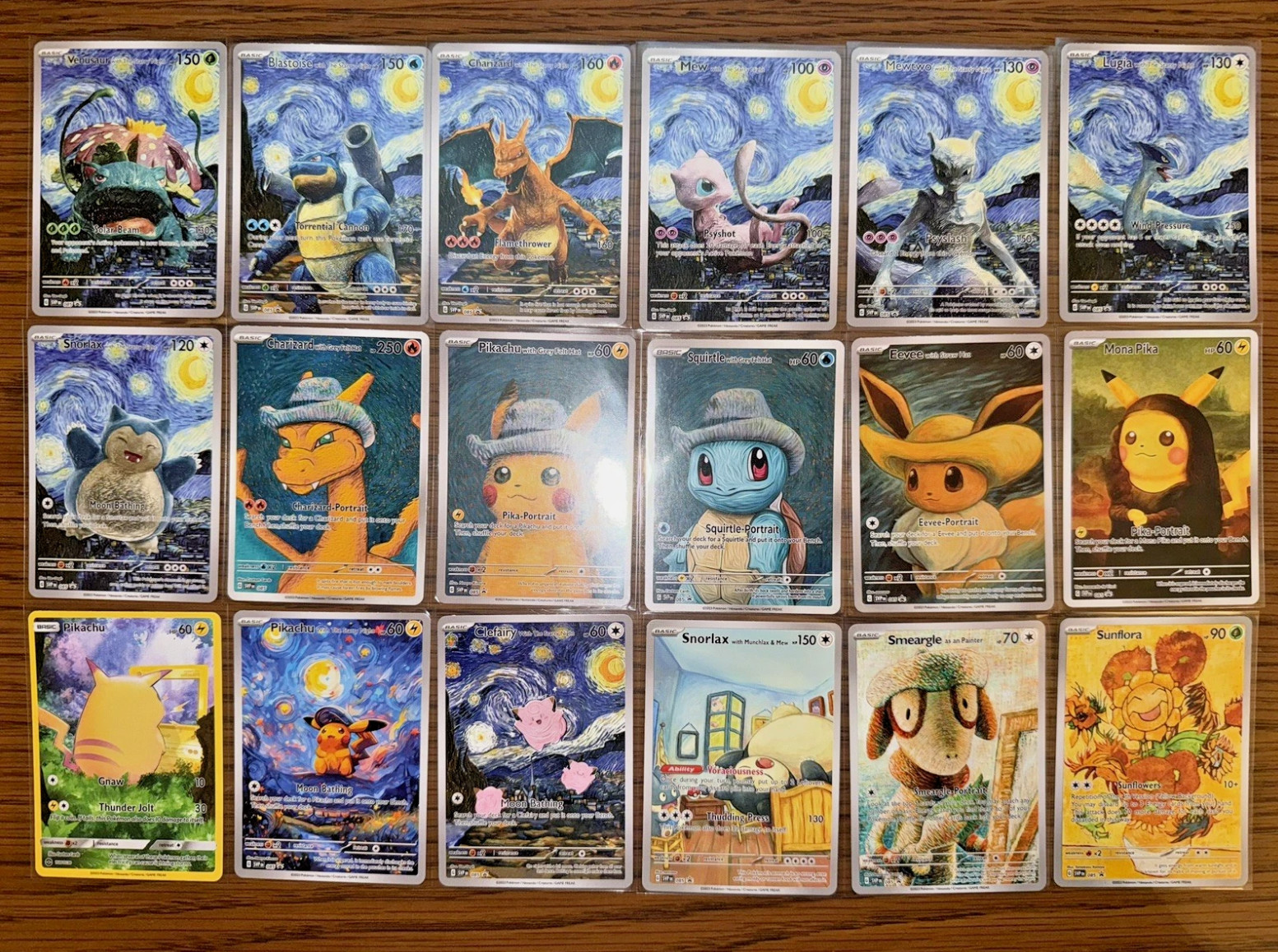 Custom 18 pcs Pokémon Van Gogh Starry Night Complete set read description NONTCG