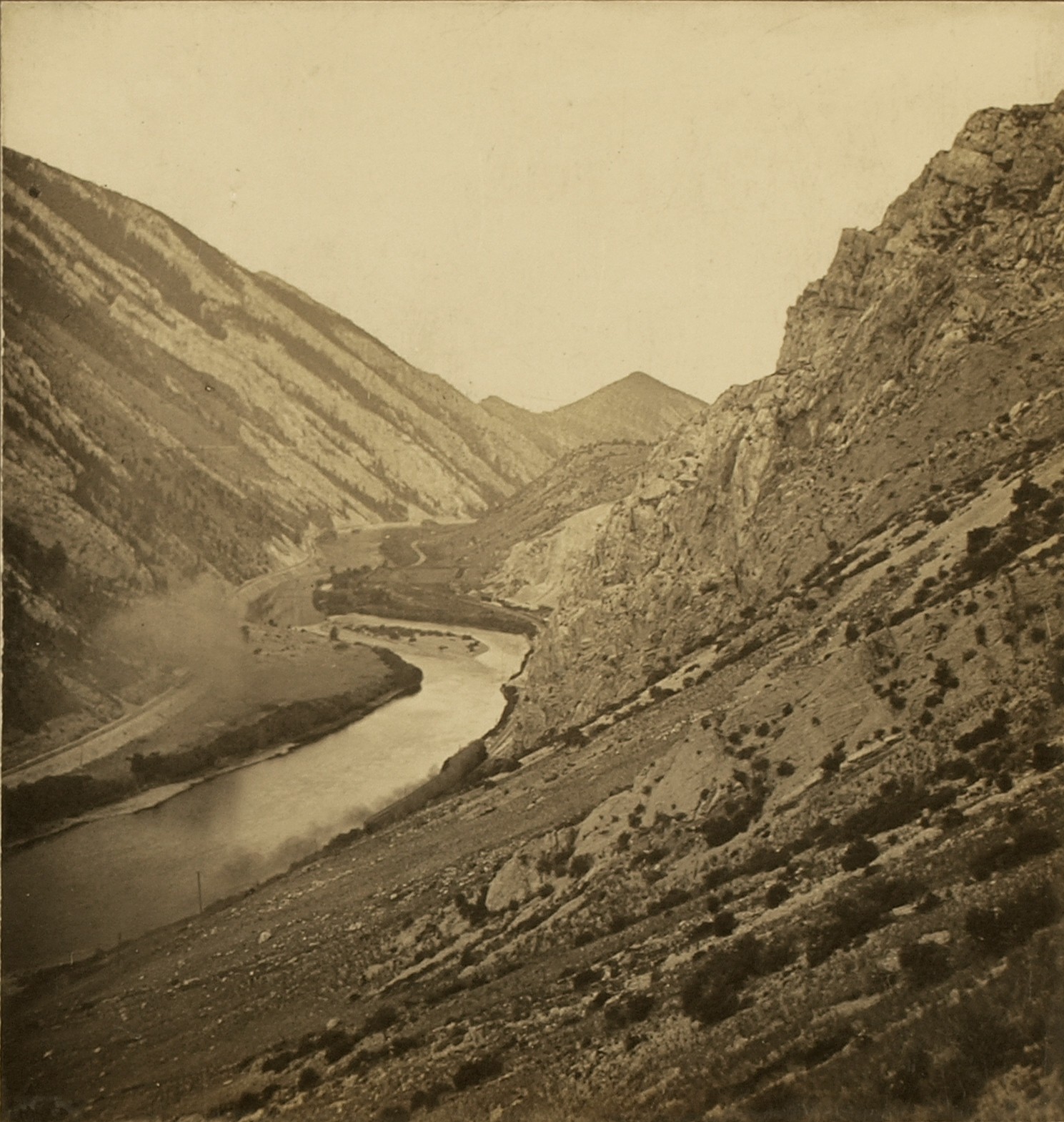N A Forsyth Stereoview Jefferson River From Trail to Morrison Cave, MT MHS #499